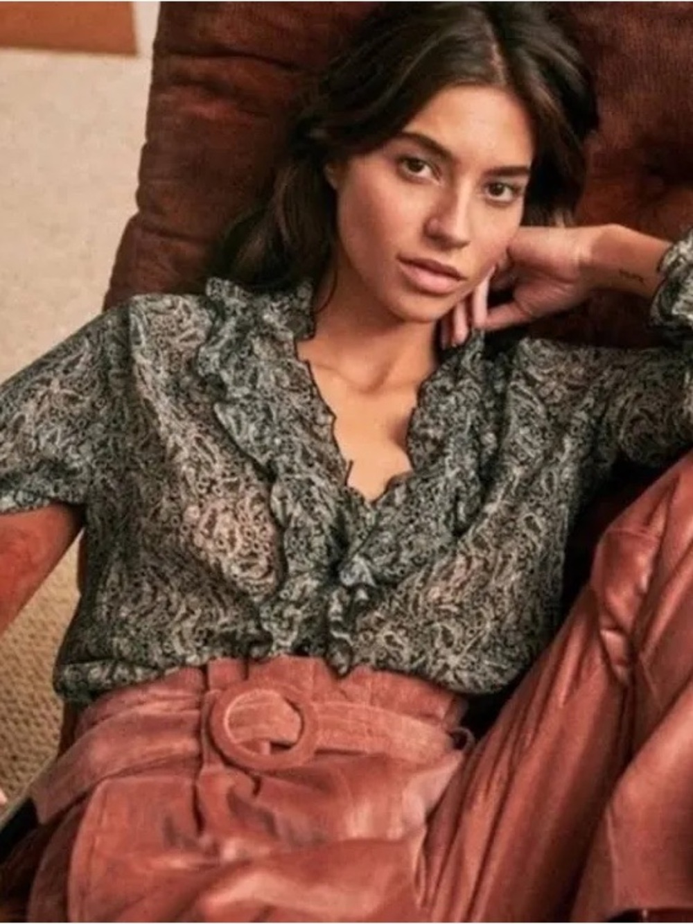 Sezane Blouse Kelly- Imprimé Noìr Et Blanc